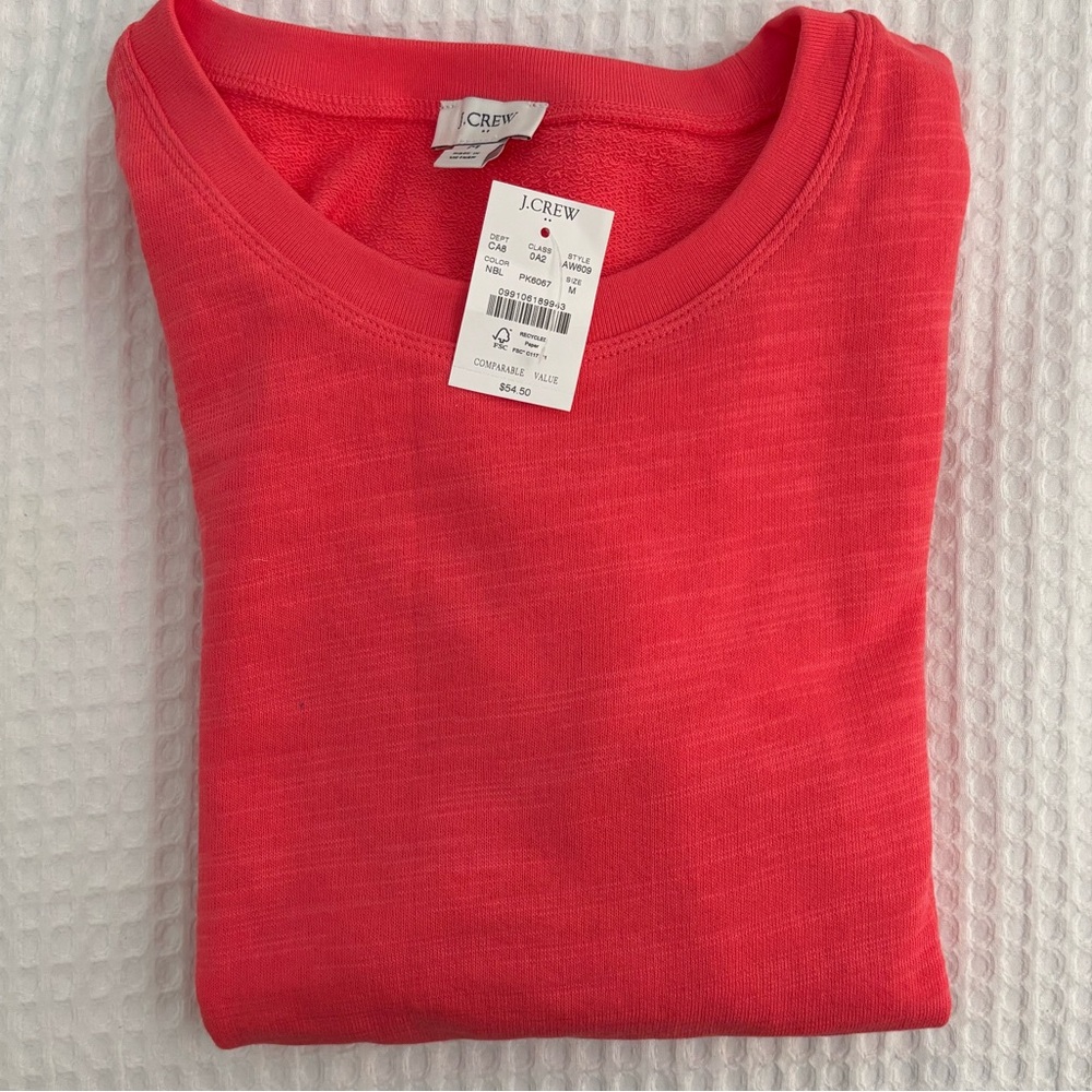J. Crew Coral light sweatshirt top Size M NWT